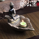 郎德 释迦摩尼佛像 创意禅意中式烛台 香炉香插陶瓷摆件 泰国佛具