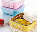 DFDG不锈钢带盖儿童碗学生饭盒水果保鲜盒塑钢密封午餐盒卡通餐具