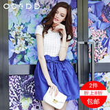 D14CCDD专柜正品代卖CCDD2015夏甜美连衣裙绣花欧根纱拼接公主裙
