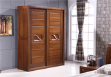 全实木移门衣柜 现代中式卧室家具 储物柜 黑胡桃木衣柜 特价