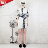 Qiaoxiao原创设计师品牌女装 丝棉长款衬衫文艺落肩中长款连衣裙