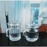 特价青苹果玻璃杯带盖带把透明女士茶杯耐热加厚正品水杯子彩盒装