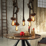 美式乡村loft麻绳吊灯装饰创意爱迪生灯泡北欧个性复古工业吊灯具