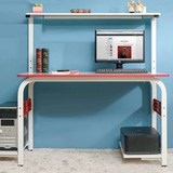 促双人长电脑桌台式家用儿童简易书桌子带书架现代简约办公桌组合