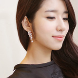 新娘耳环长款气质耳坠夸张水钻水晶韩国女士时尚耳夹无耳洞防过敏