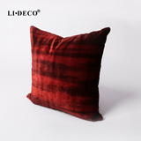 LiDeco[霞]进口丝绒靠垫套 高档沙发靠枕床用抱枕靠包套 红色绒布