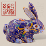 七八十年代老北京特色手工艺景泰蓝摆件铜胎珐琅釉小兔子动物礼品