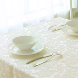 欧式田园防水布艺桌布 长方形白色台布 高档时尚纯色茶几桌布