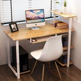 艾电脑桌台式家用带书架钢木小型卧室书桌简约现代简易办公学习桌