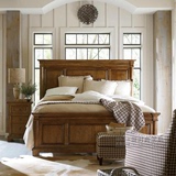 美式双人床 法式乡村别墅复古做旧雕花床1.8欧式纯实木婚床布艺床