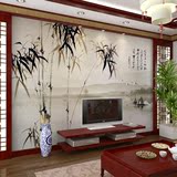 墙素 定制无缝大型客厅电视沙发背景墙壁画古典中式水墨竹子壁纸