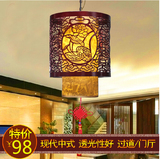 中式小吊灯茶楼仿古木艺灯具古典实木客厅餐厅走廊玄关过道灯包邮