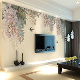 大型壁画现代 客厅卧室电视背景墙复古欧式手绘壁纸墙纸 中式花鸟