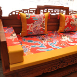 高端定制 中式罗汉床垫子长方枕靠垫五件套  古典红木家具沙发垫