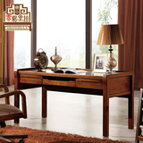 中式家用电脑桌 台式实木书桌 书房办公家具简约书法画小写字台