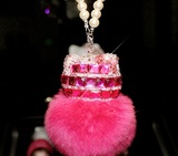 圣诞节礼物 创意凯蒂猫汽车挂件装饰品车载挂饰水晶可爱卡通吊饰
