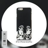iPhone5s/6s/plus华为P8 mate8手机壳手绘黑白猫咪宇航员太空红点