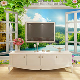 优雅花园美景电视背景墙纸壁纸中式3D无缝大型壁画客厅沙发无纺布
