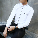 捷路普男士长袖衬衫韩版青少年学生打底衫立领潮男秋装新品外套