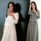 秋装新款韩版包臀套装裙子显瘦修身长袖上衣针织衫两件套套裙女式