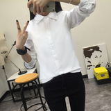 2016春夏新款韩版白色衬衫女学生长袖大码女衬衣职业打底衫上衣