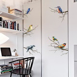 彩色树枝小鸟自粘墙贴贴纸文艺客厅书房墙纸贴画个性卧室橱柜装饰