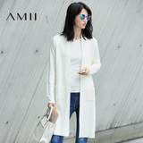 Amii[极简主义]2016秋女新款纯色拼接大码中长款毛针织衫11672878