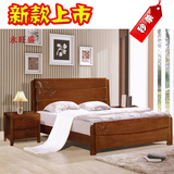 特价胡桃色实木橡木床气动高箱1.5 1.8米双人婚床雕花中式大床