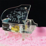 音乐盒闪光水晶钢琴模型diy 八音盒创日礼物女生友送同U1T