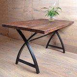 美式乡村复古铁艺实木餐桌 长方形会议桌组装办公桌创意餐桌做旧