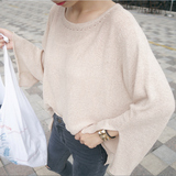 夏季韩版宽松镂空圆领长袖薄款针织衫上衣女喇叭袖显瘦休闲防晒衣