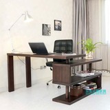 美式实木办公电脑桌转角式书桌书架组合宜家书房家具办公室主管桌