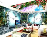 客厅卧室背景墙纸无缝整张天顶壁纸3D欧式大型整体壁画 梦幻拱门