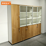 武汉简约现代办公家具木质文件柜铝合金玻璃门柜板式资料柜更衣柜