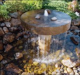 大理石头庭院水池磨盘流水喷泉水景景观装饰仿古石雕石槽室内鱼缸