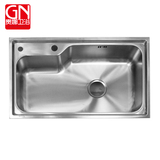 Guina 厨房水槽 304不锈钢加厚洗菜盆超大加深洗碗池单槽龙头在左