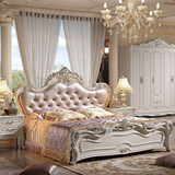 欧式双人床1.8米奢华雕花实木公主床 真皮床法式床婚床新款高箱床
