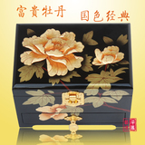 平遥推光漆器复古典中式首饰盒公主木质梳妆化妆盒箱带锁新娘结婚