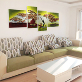 现代简约人物风景装饰画 客厅沙发背景装饰四联无框浮雕立体皮画