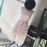 CARIEDO 2016S/S 独家设计定制 超美樱花粉立体羽毛连衣裙