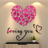 爱心形3d立体亚克力水晶墙贴画 玄关贴客厅卧室沙发背景墙装饰品