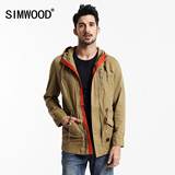 Simwood2016春装新品休闲男士中长款修身夹克男外套潮男连帽外套
