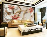 中式无缝立体3d客厅大理石富贵浮雕沙发背景墙布壁纸大型壁画无框