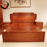 缅甸花梨床东阳明清古典中式红木家具组合大果紫檀1.8米双人大床