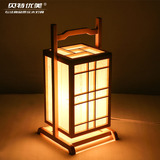 日式手提灯榻榻米落地灯创意个性木艺实木台灯原木中式床头灯具