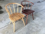 现代简约纯实木圈椅复古时尚书桌椅白橡木原木色休闲餐桌椅B款