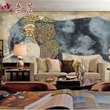 3D立体手绘大象客厅卧室电视背景墙纸餐饮影视墙壁纸大型无缝壁画