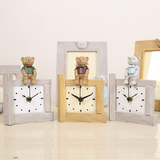 欧式复古韩国泰迪熊树脂座钟台钟时尚创意摆件家居装饰品卧室钟表