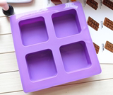 DIY加厚硅胶蛋糕模具 四连正方形模具 肥皂模具 6.6*6.6*3CM