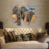3D墙贴纸客厅高档创意复古大象卧室男生宿舍立体感墙上装饰贴纸